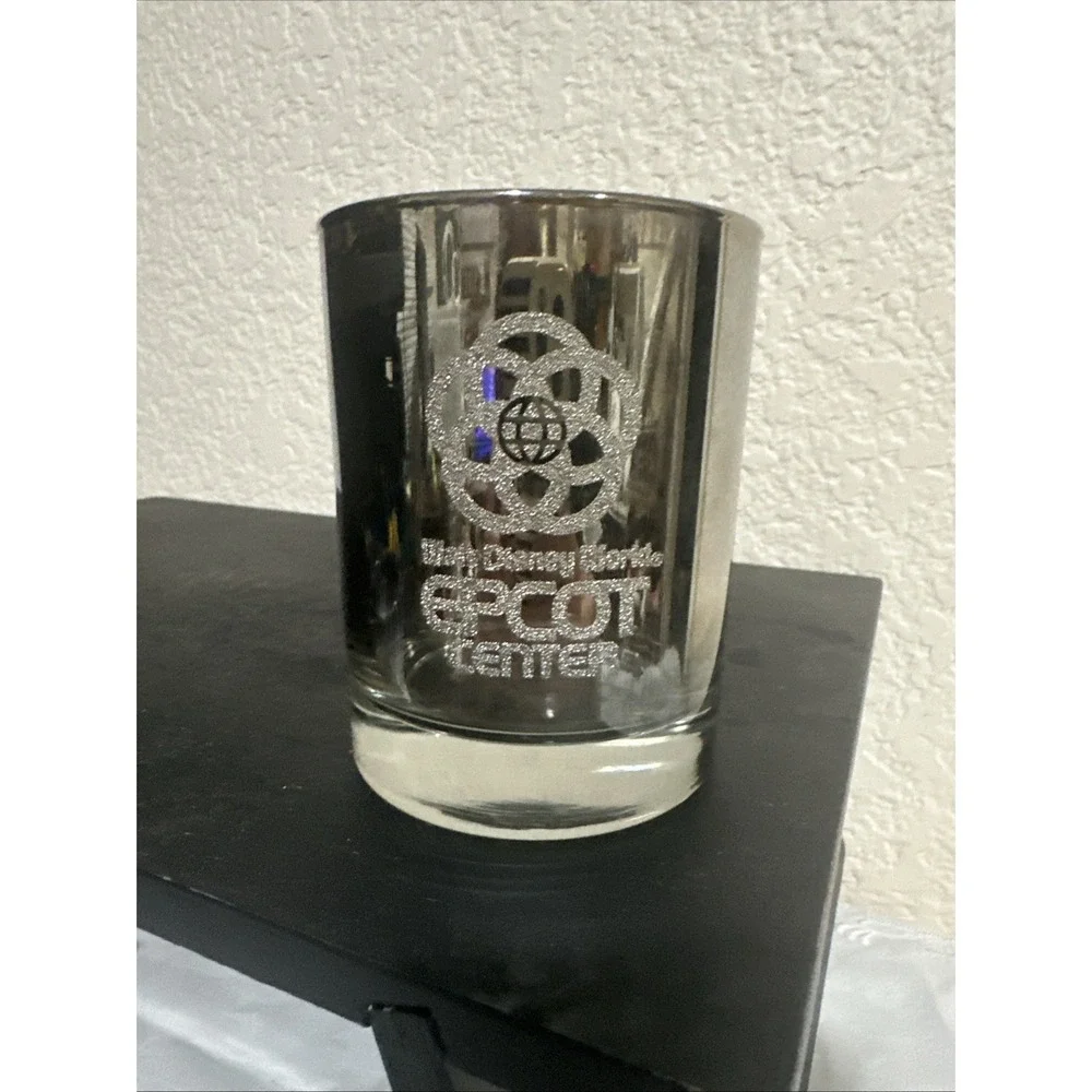 Walt Disney World EPCOT Center Metallic Mirror Rocks Cocktail Silver Smoke Glass